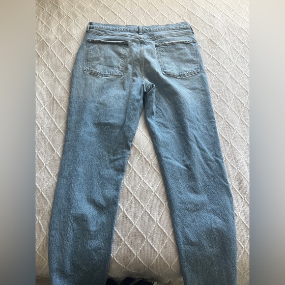 High Waisted Button Fly Slouchy Straight Ripped Cut Off Jeans Size 12, Regular - Picture 8 of 9